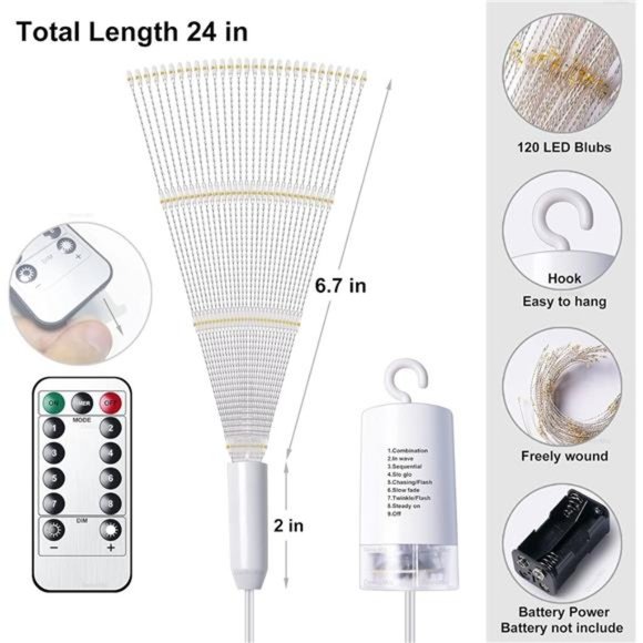 4 Pack Firework Lights Led Copper Wire 8 Modes Battery Operated Hanging Ceiling - Picture 6 of 6